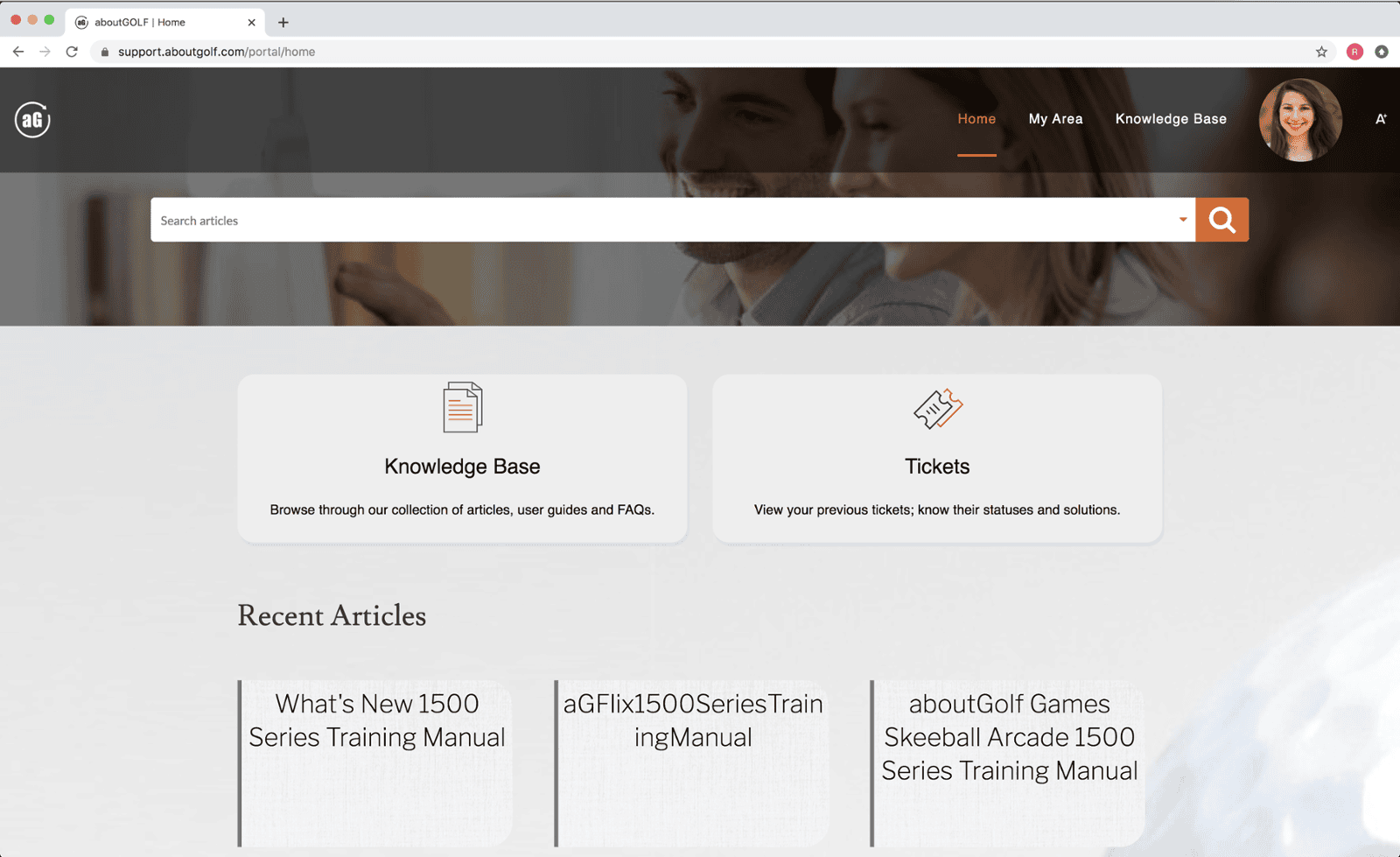Customer Portal home page